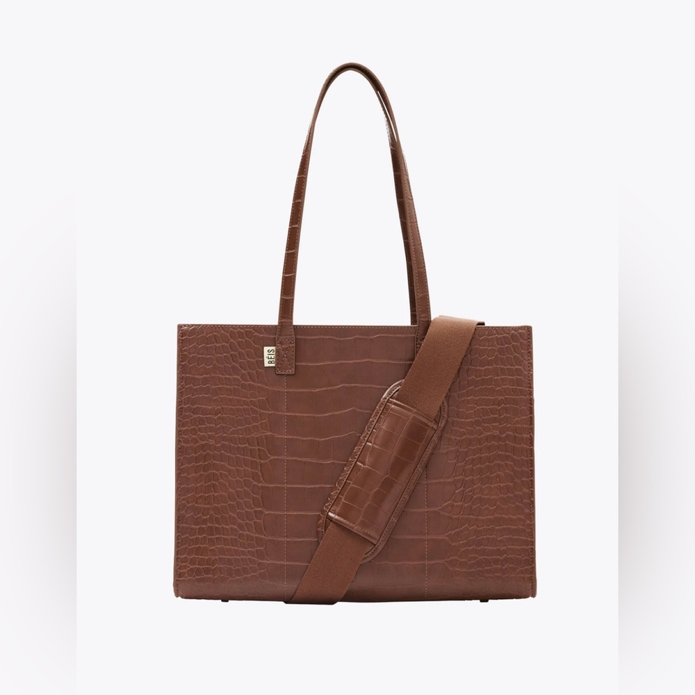BÉIS The Work Tote in Maple Croc *NEW NEVER USED*